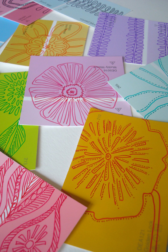 make gift tags by doodling on paint chips