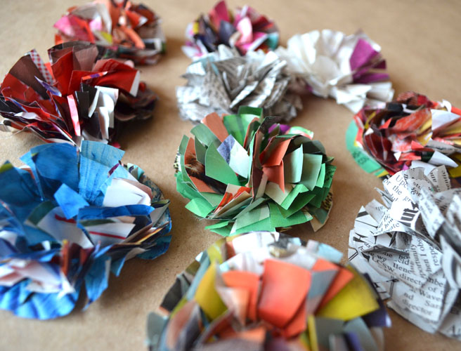 paper flowers made from magazines and catalogs