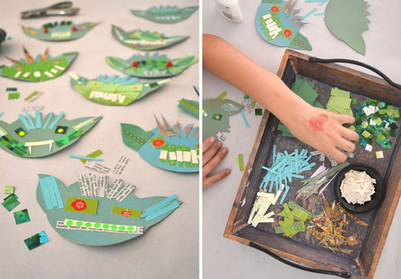 goblin garland ~ a collage craft made with recycled materials