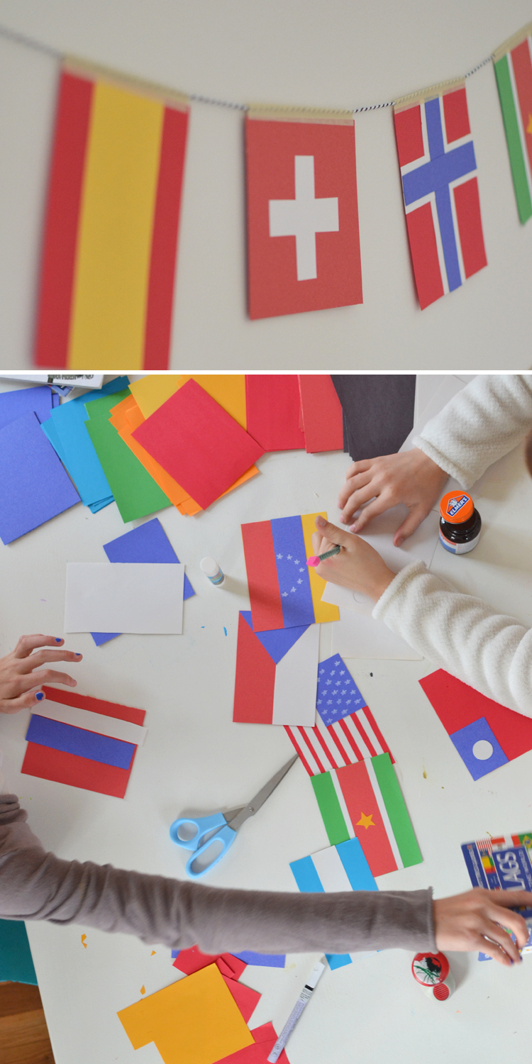 craft table: make flag garland and learn about the world