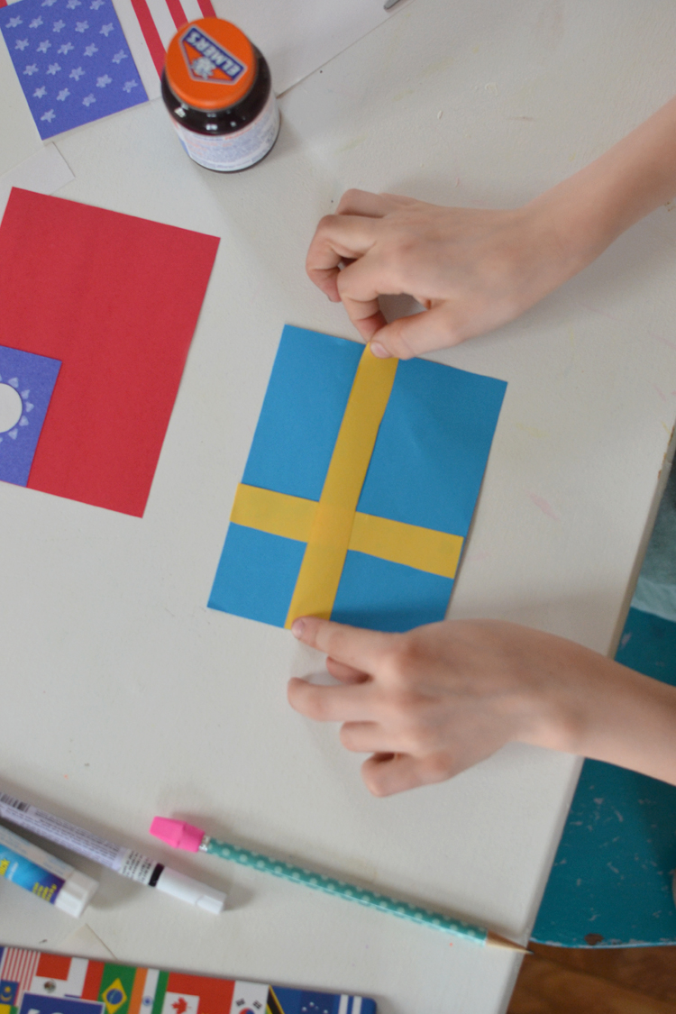 craft table: make flag garland and learn about the world