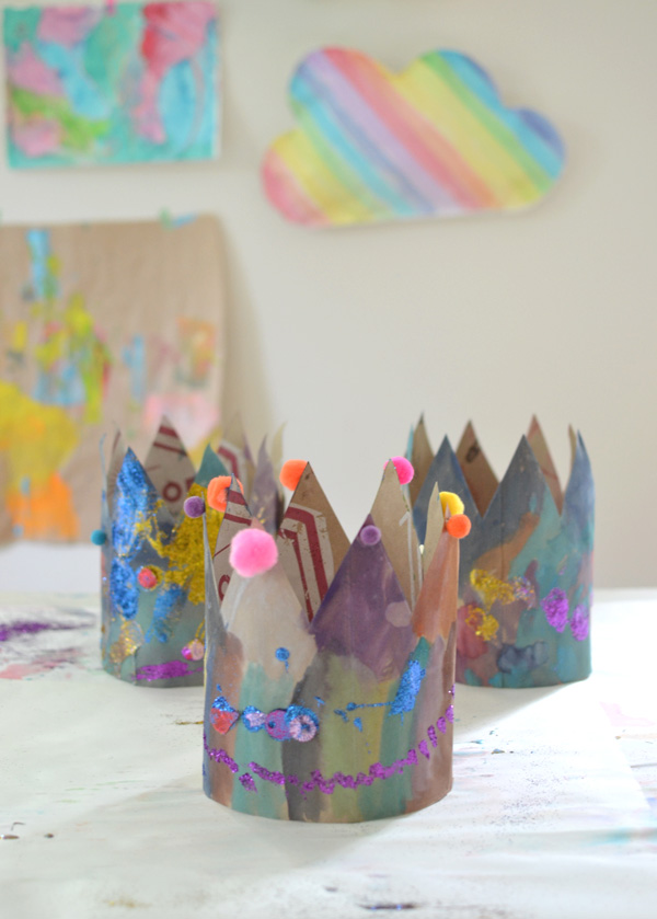 make beautiful crowns from recycled paper bags