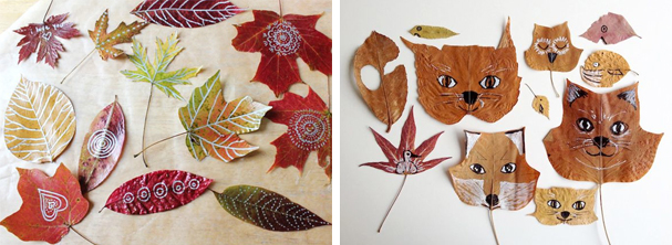 beautiful + simple ideas to paint leaves this fall