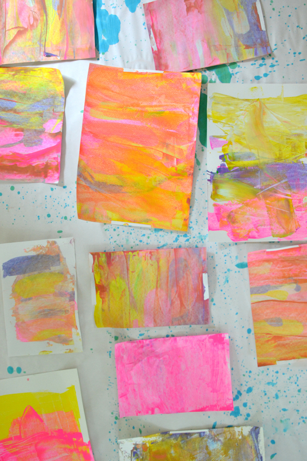 beautiful process art ~ kids love pushing and pulling and scraping the paint around in their tray ~ mixing colors and seeing what will happen is one big art experiment and so much fun!