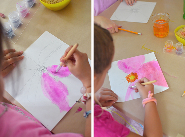 painting flowers in the style of Georgia O'Keefe
