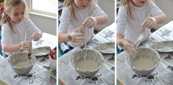 kids use paper mache to make ice cream sundaes ~ a wonderful, sensory, multi-step art experience