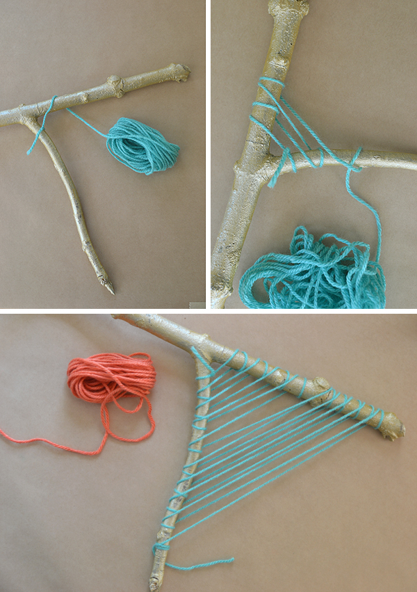 make a beautiful weaving from an ordinary branch