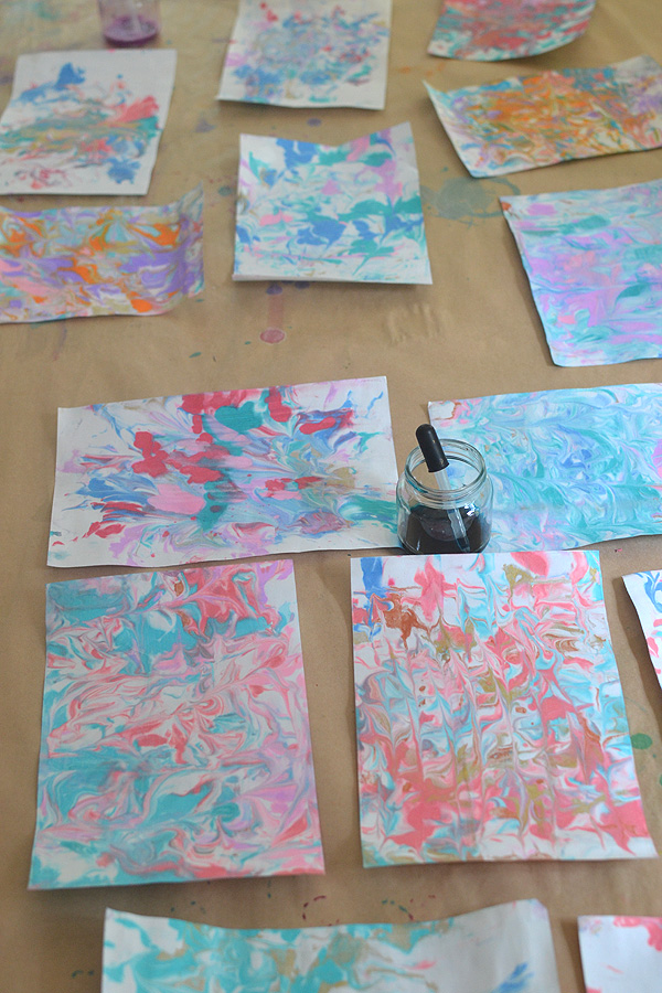 make beautiful marbled paper with shaving cream