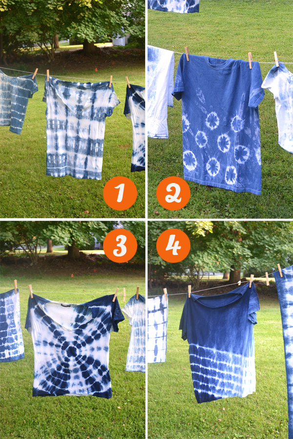shibori tie-dying with kids in art camp