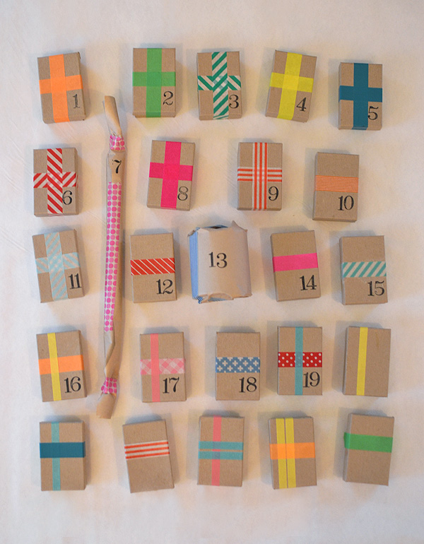Create an advent calendar using little jewelry boxes and a little tree