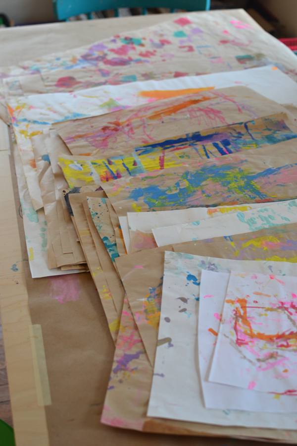 For art class, the tables get covered with paper which I save and use as wrapping paper!