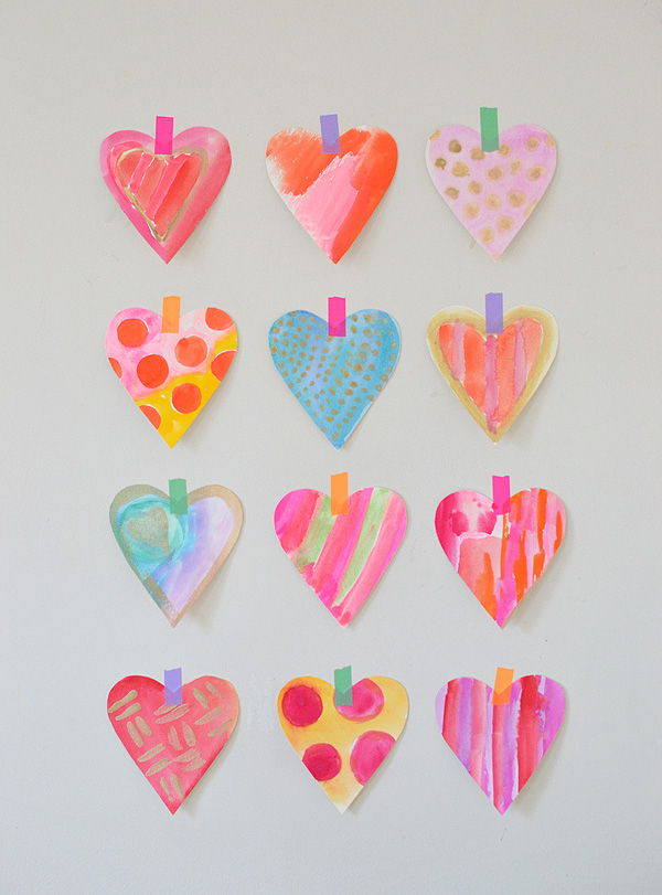 This is the simple and quick way we make watercolor hearts in our house that have a clean edge.