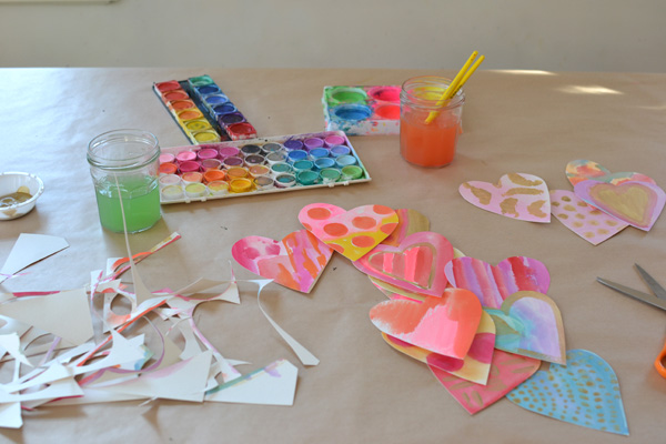 This is the simple way we make watercolor hearts in our house that have a clean edge.