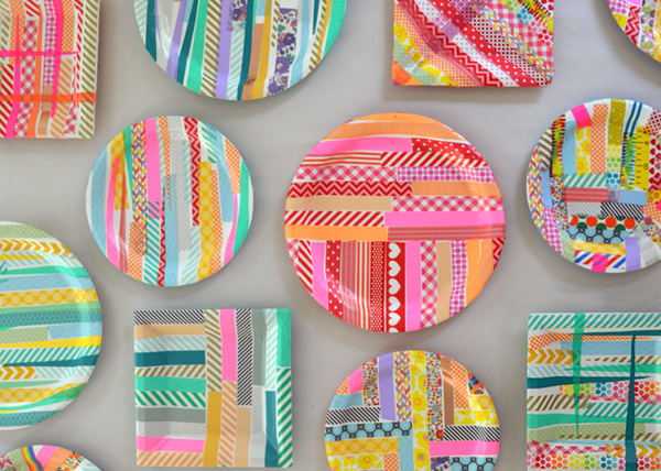 Transform a paper plate into a work of art with colorful washi tape.