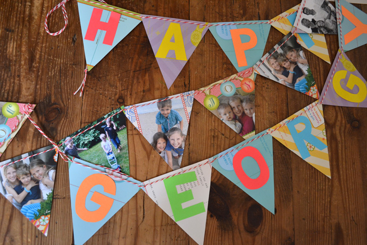 Birthday banner made from leftover cards