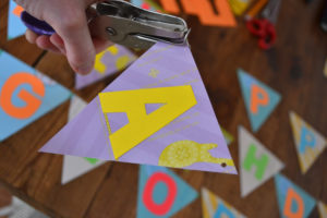 Birthday banner made from leftover cards