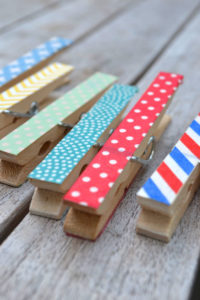 decorate clothespins with washi tape
