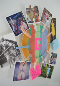 Make a photo holder from clothespins and a wooden plate