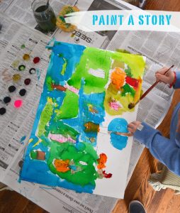 Children can tell a story through drawing and painting.