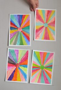 Math meets art in these converging line paintings. A great art project for kids, teens, and adults alike.