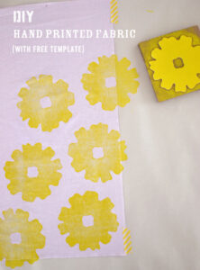 DIY hand printed napkins with foam and cardboard stamp.