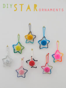 Make the cutest star ornaments with yarn and wire.