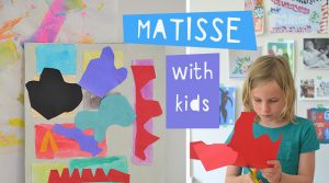 Kids study Matisse and make collages using the "painting with scissors" technique.