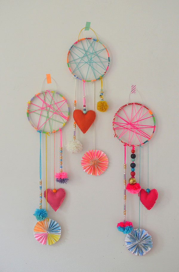 these dreamcatchers were made by 5-7yr olds in art camp