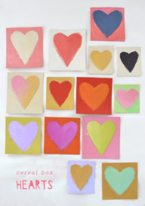 Create art worthy hearts from cereal boxes and acrylic paints.