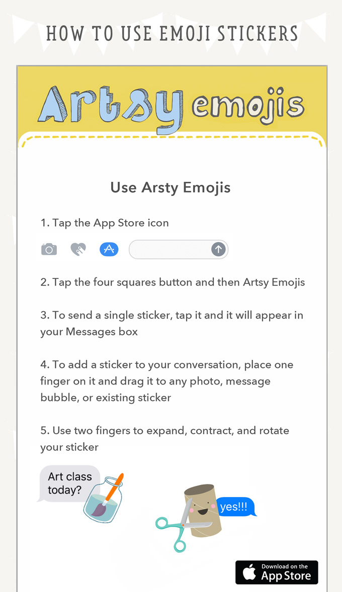 Artsy Emojis - a sticker app designed by Barbara Rucci of Art Bar Blog. Available now on the App Store.