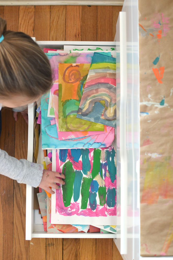 Three tried-and-true ways to sort and store all of that art that your child makes.