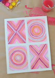 XOXO painting with watercolors.