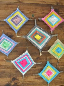 Make a God's Eye from twigs and yarn. Old-school craft great for kindergartners through to teens and tweens, and even adults!