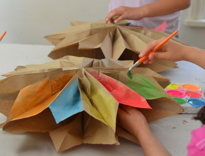 Make giant stars from paper lunch bags, then paint with tempera cakes. Perfect craft for teens and tweens.
