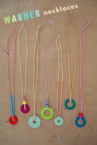 Make necklaces from steel washers from the hardware store. Great craft for teens and tweens.
