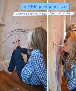 Kids use their feet and mouths to draw, giving them a new perspective.