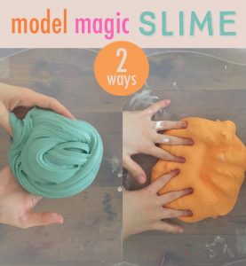 Mixing slime with Model Magic or Japanese Daiso clay makes for a thicker "butter" slime that is SO fun to play with.