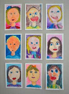 Mini Self-Portraits by preschoolers.