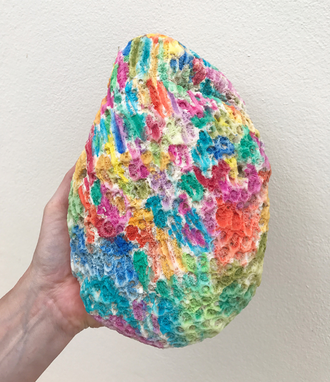 Coral found on the beach is transformed into art with a little watercolor.