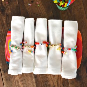 Kids can make these beaded napkin rings as a Thanksgiving Day craft.
