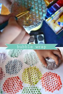 Cover a can with bubble wrap to print some DIY wrapping paper.