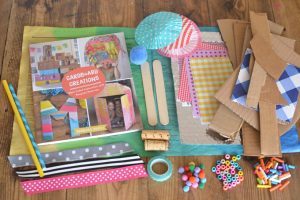 Make this open-ended, DIY art kit with cardboard, recycled materials, collage bits, and more. Easy and cheap!