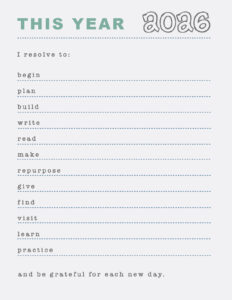 Use this New Years resolutions printable with one-word prompts for 2026.