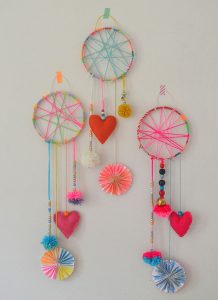 Dreamcatchers made by kids.