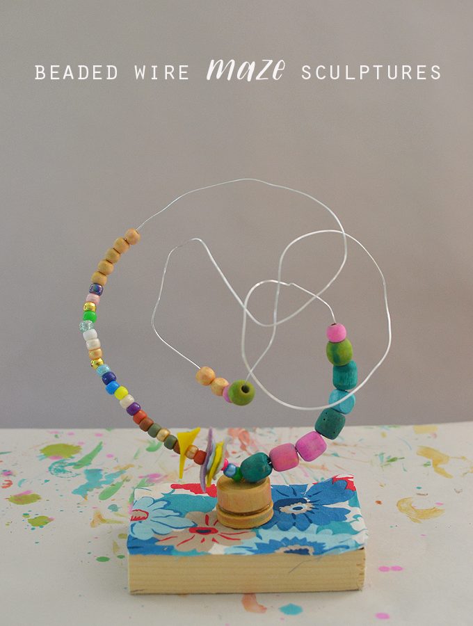 Kids make colorful beaded wire maze sculptures, reminiscent of artist Alexander Calder's work. These also are a wonderful handmade toy.