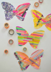 Washi tape and free butterfly templates make a simple crafting invitation. Perfect for birthday parties or a group of kids!