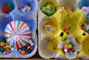 Glue egg cartons into a giant box and let the kids explore with color and texture, building whatever they want! This open-ended, process art idea is great for kids ages 3-8.