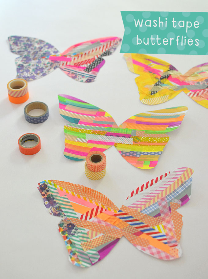 Washi tape and free butterfly templates make a simple crafting invitation. Perfect for birthday parties or a group of kids!
