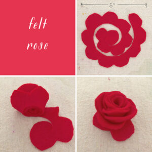 Make felt roses for a Frida Kahlo flower crown.