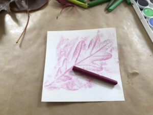 Quick and easy leaf rubbings with crayons and watercolor.
